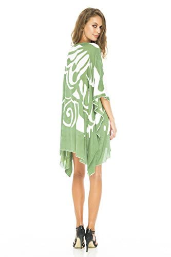 Short Loose Butterfly Print Cover Up Caftan