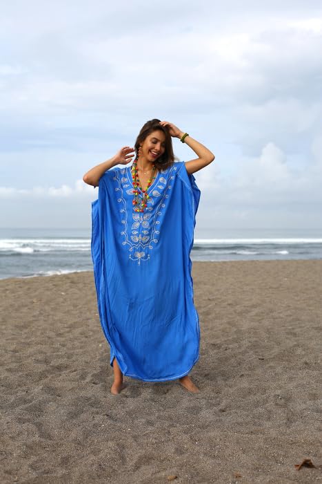 Long Boho Embroidered Dress Caftan Cover Up