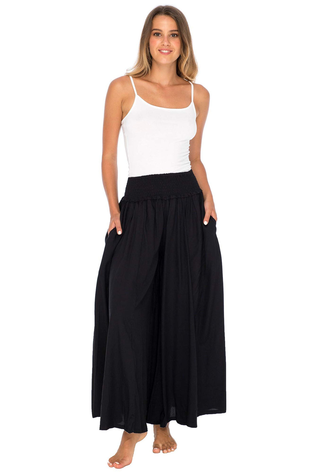 Boho Wide Leg Smocked Waist Palazzo Pants