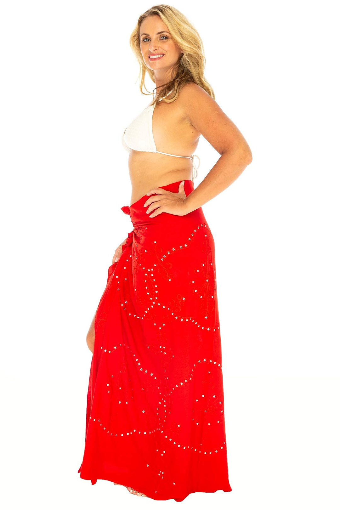 Plus Size Embroidered Sarong Wrap & Coconut Clip