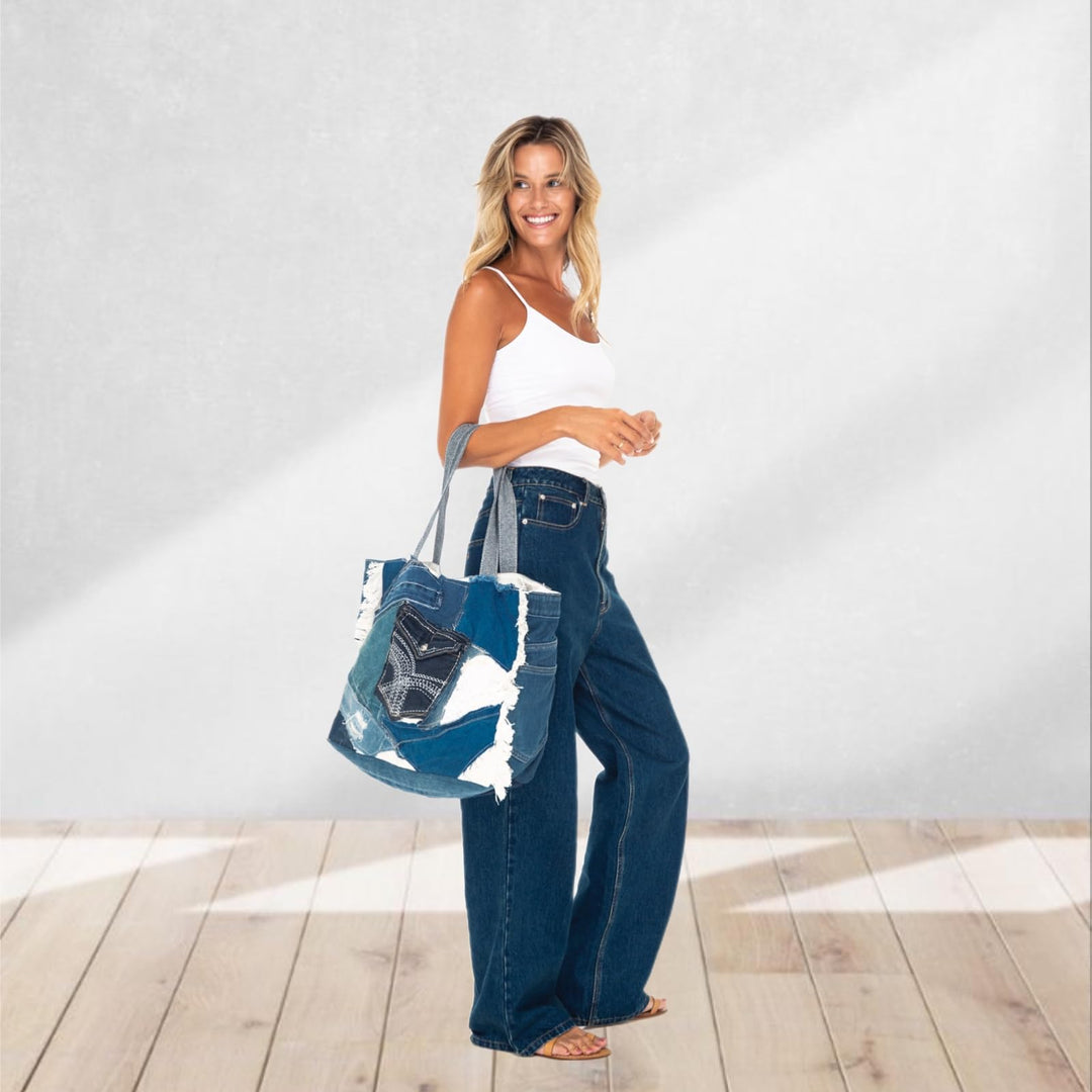 Lightweight Shoulder Denim Tote Bag