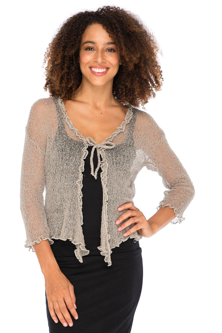 Lightweight Sheer Ruffle Shrug Cardigan