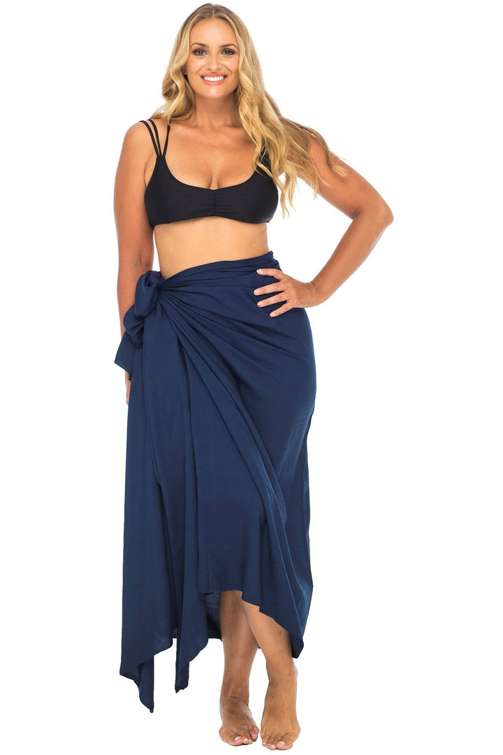 Plus Size Solid Sarong Cover Up with Coconut Clip