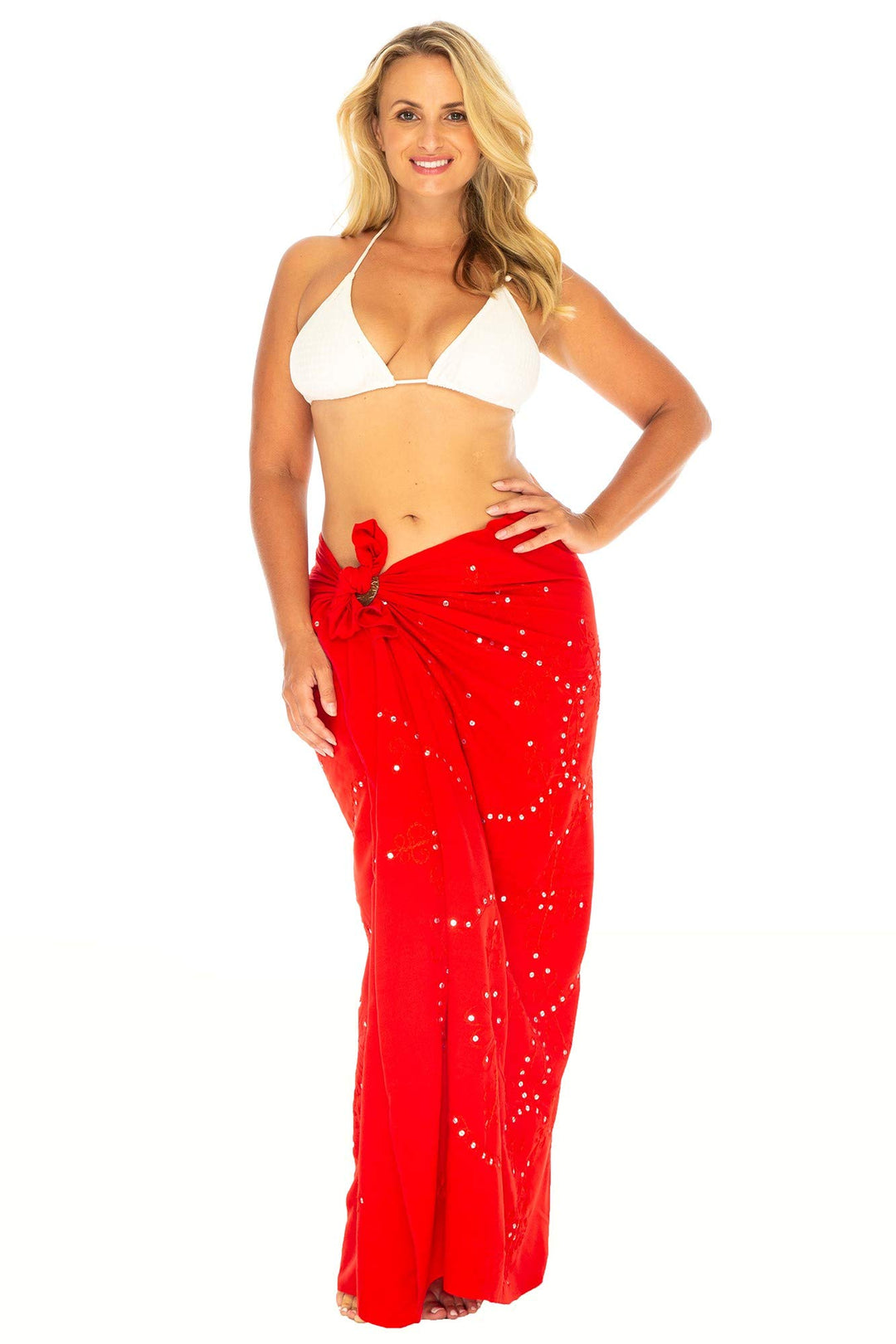 Plus Size Embroidered Sarong Wrap & Coconut Clip