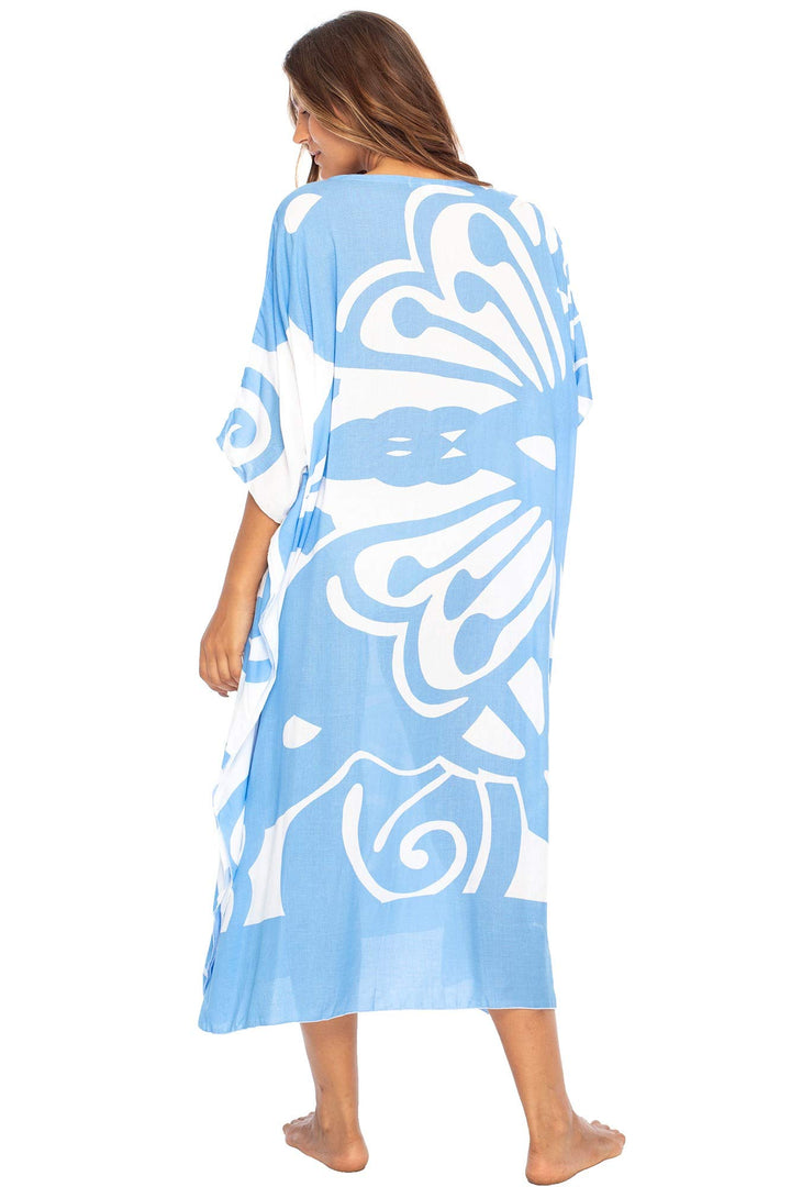 Maxi Butterfly Print Kaftan Tunic Cover Up Dress