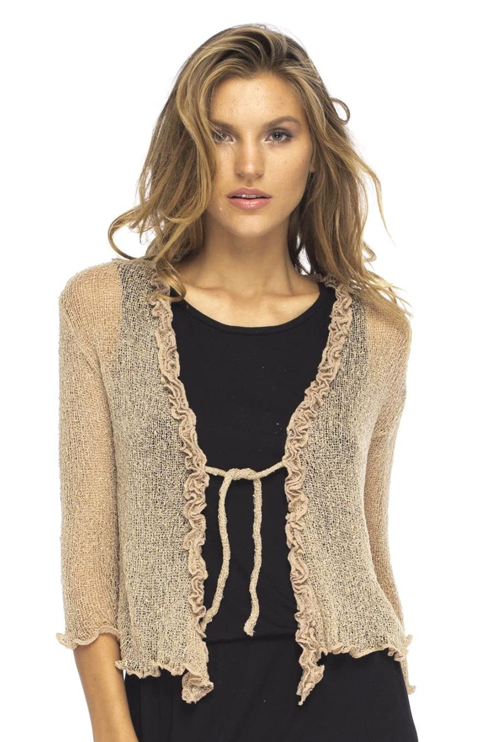 Lightweight Sheer Ruffle Shrug Cardigan