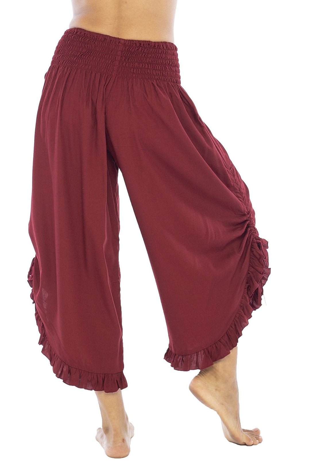 Cropped Wide Leg Elastic Waist Pants