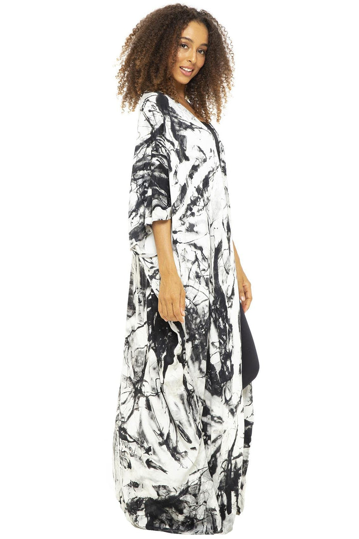 Open Front Long Tie Dye Kimono Cardigan Cover Up