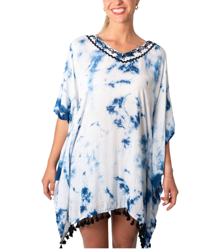 Short Tie Dye Cover Up Poncho