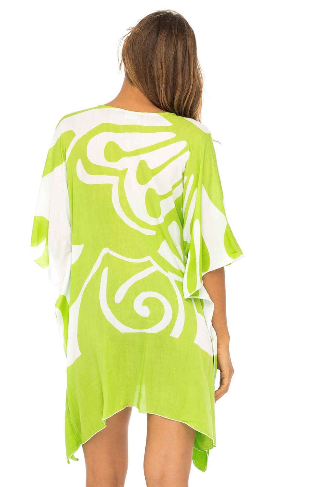 Short Loose Butterfly Print Cover Up Caftan