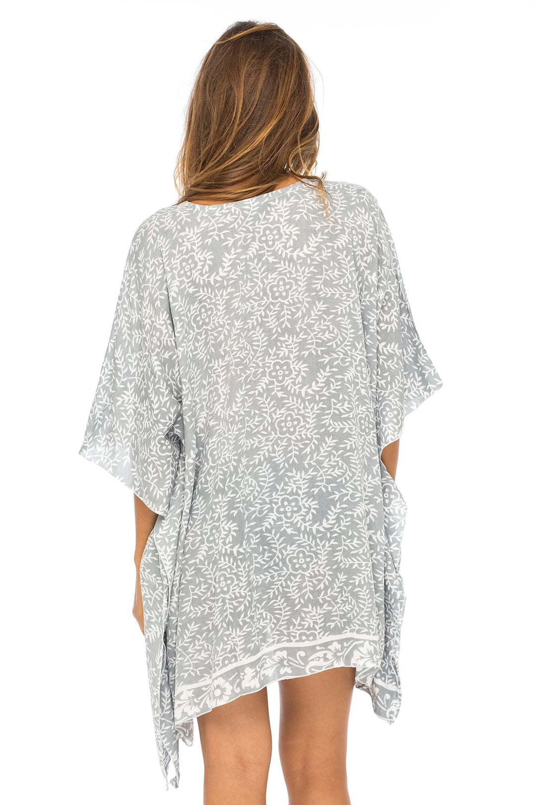 Short Floral Poncho Cover Up Dress