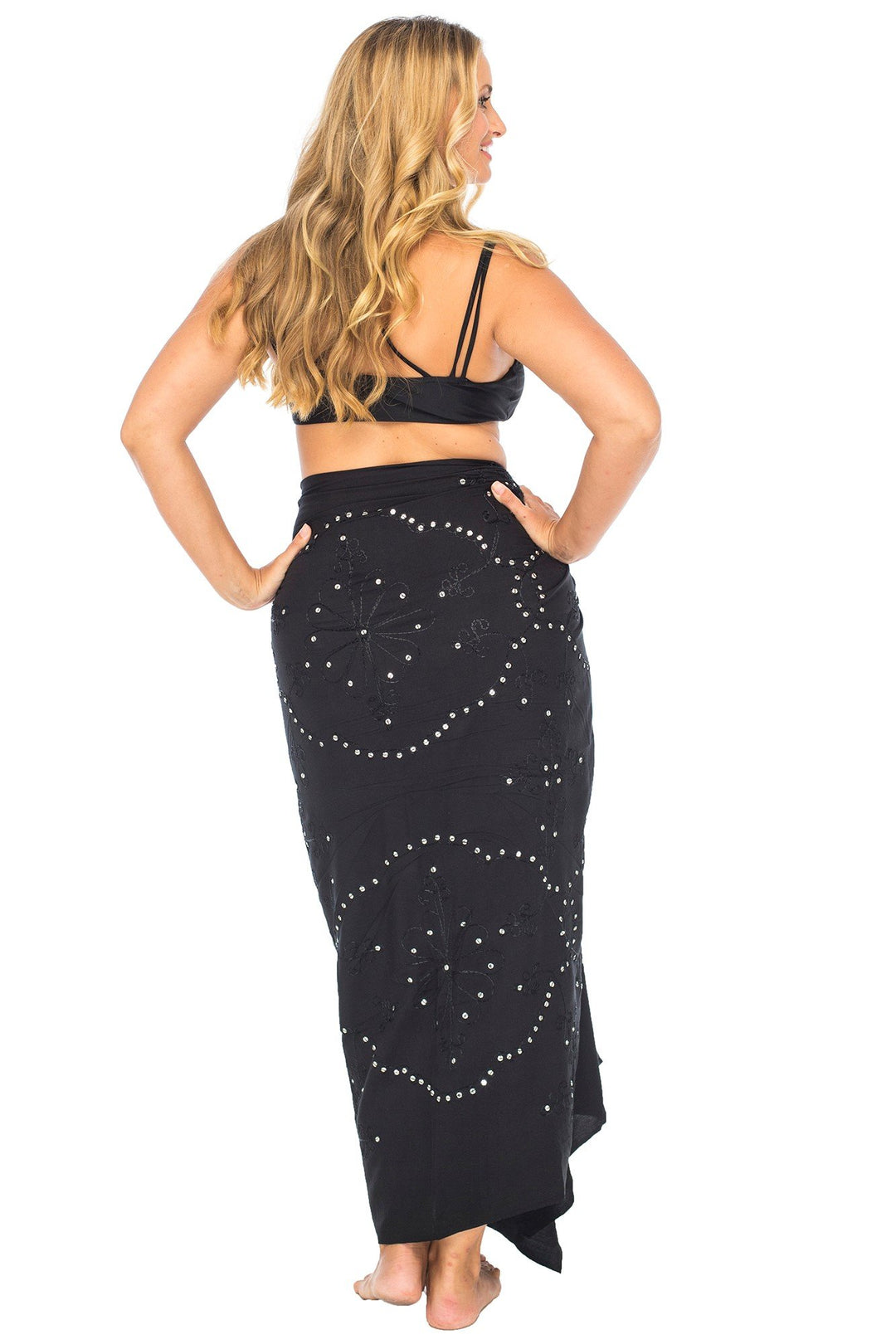 Plus Size Embroidered Sarong Wrap & Coconut Clip