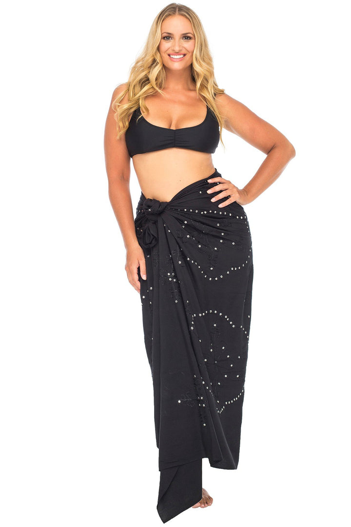 Plus Size Embroidered Sarong Wrap & Coconut Clip