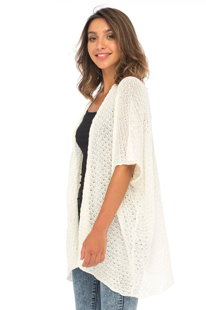 Cotton Open Front Short Sleeve Sweater