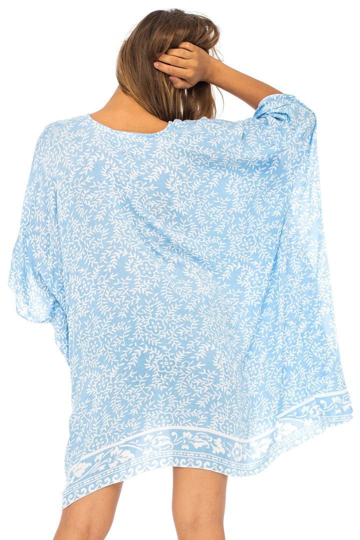 Short Floral Poncho Cover Up Dress