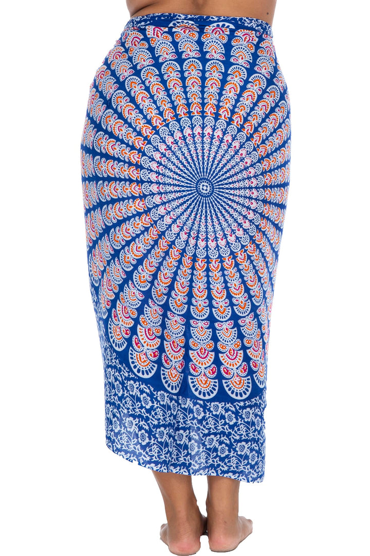 Plus Size Peacock Sarong Wrap Skirt & Coconut Clip