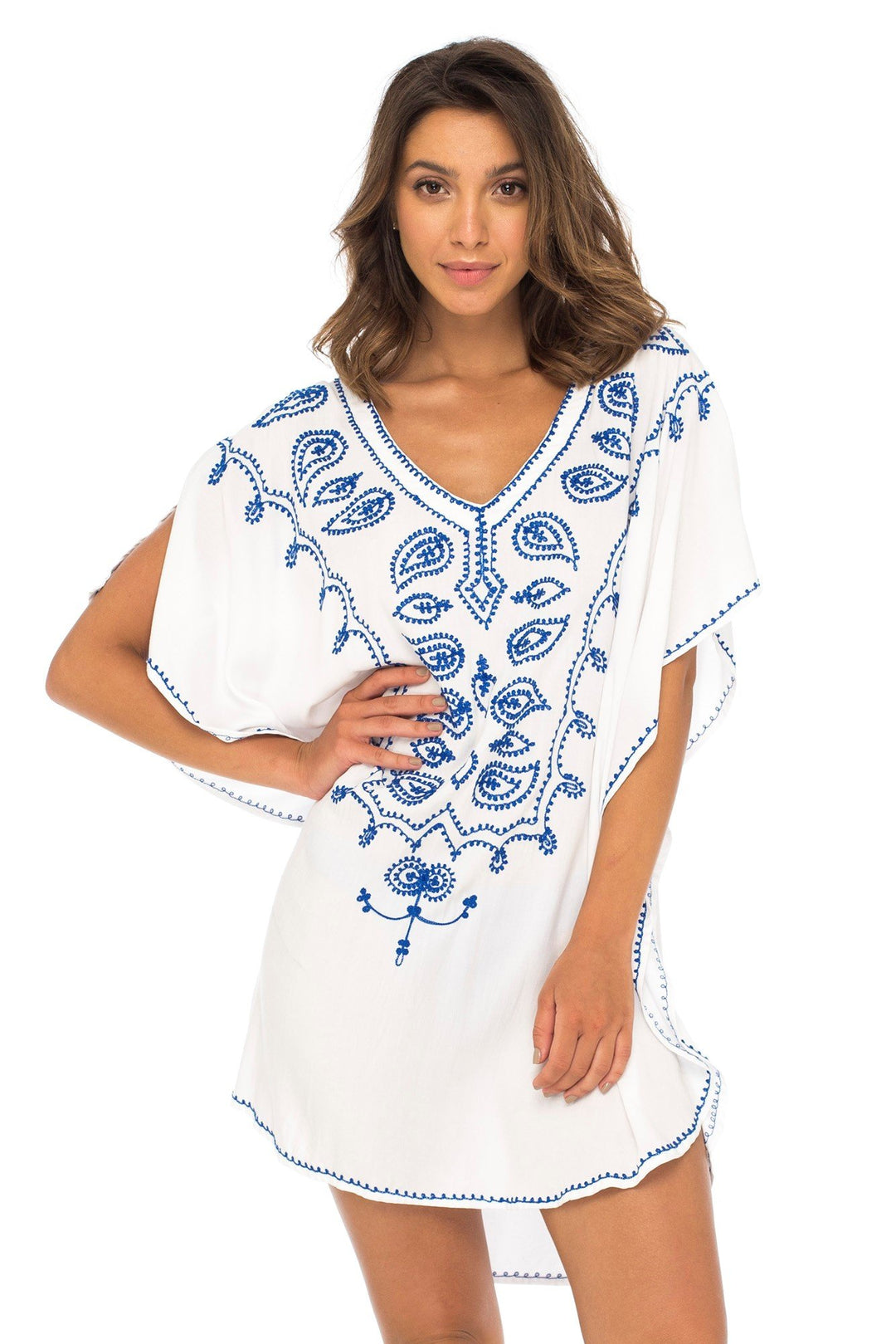 Back From Bali Womens Swimsuit Cover Up Bathing Suit Bikini Swimwear Cover Embroidered Boho Beach Tunic