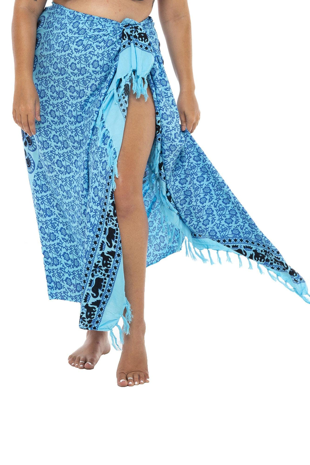Plus Size Peacock Sarong Wrap Skirt & Coconut Clip