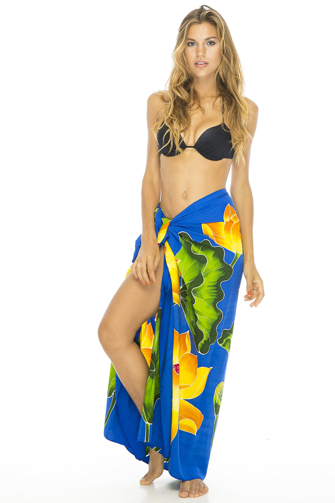 Back From Bali Womens Sarong Swimsuit Cover Up Floral Beach Wear Bikini Wrap Skirt with Coconut Clip Lotus