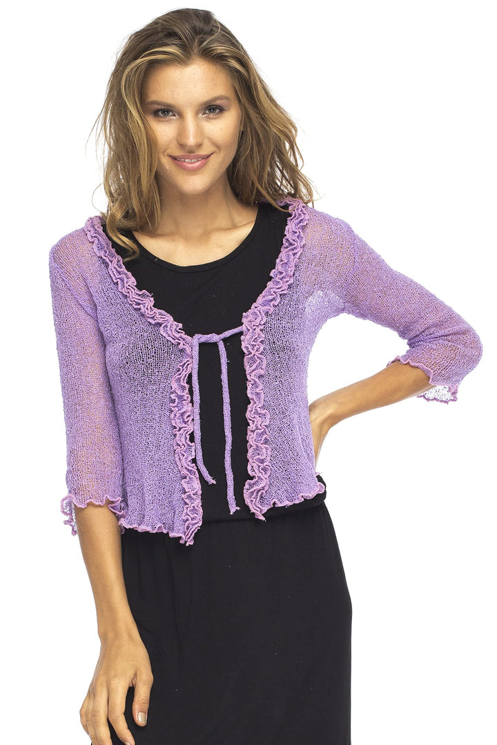 Lightweight Sheer Ruffle Shrug Cardigan