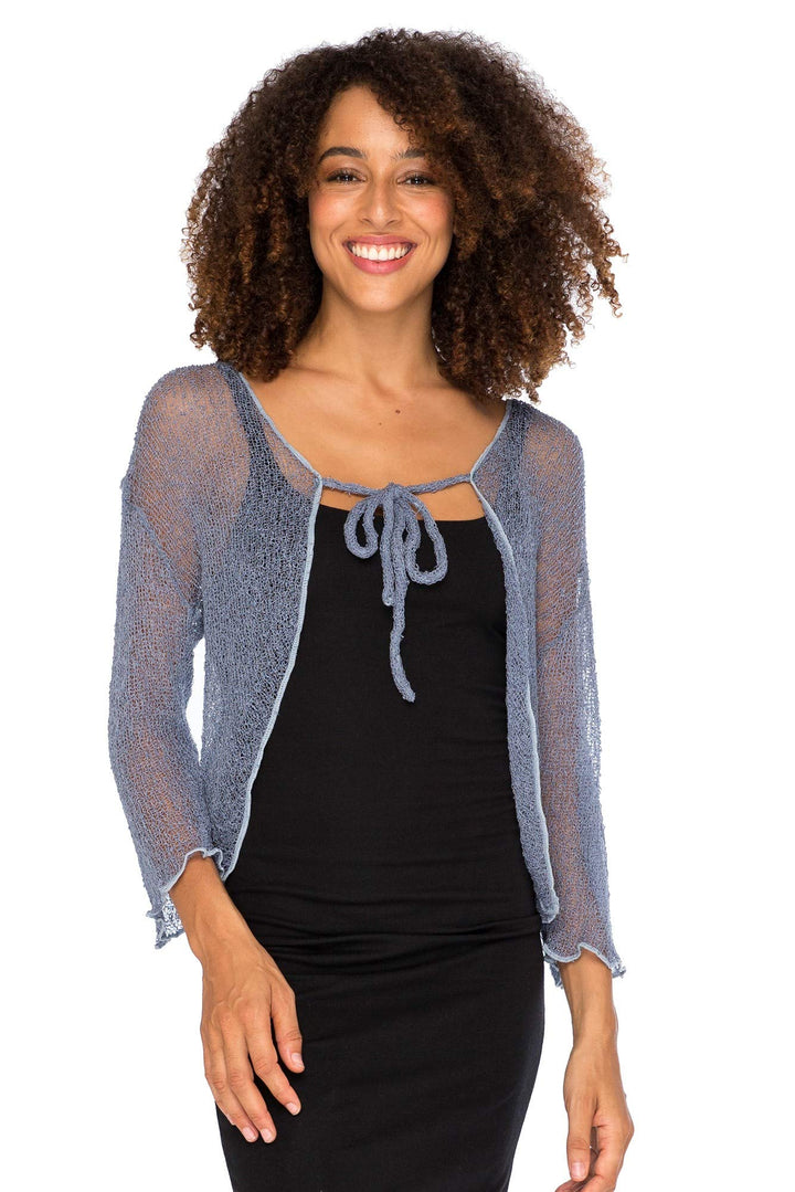 Cropped Bolero Cardigan Shrug with Ties