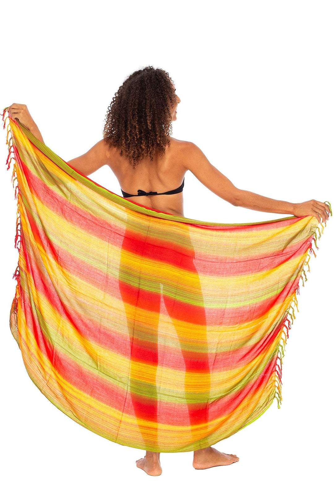 Back From Bali Womens Striped Sarong Wrap Bikini Swimsuit Beach Cover Up