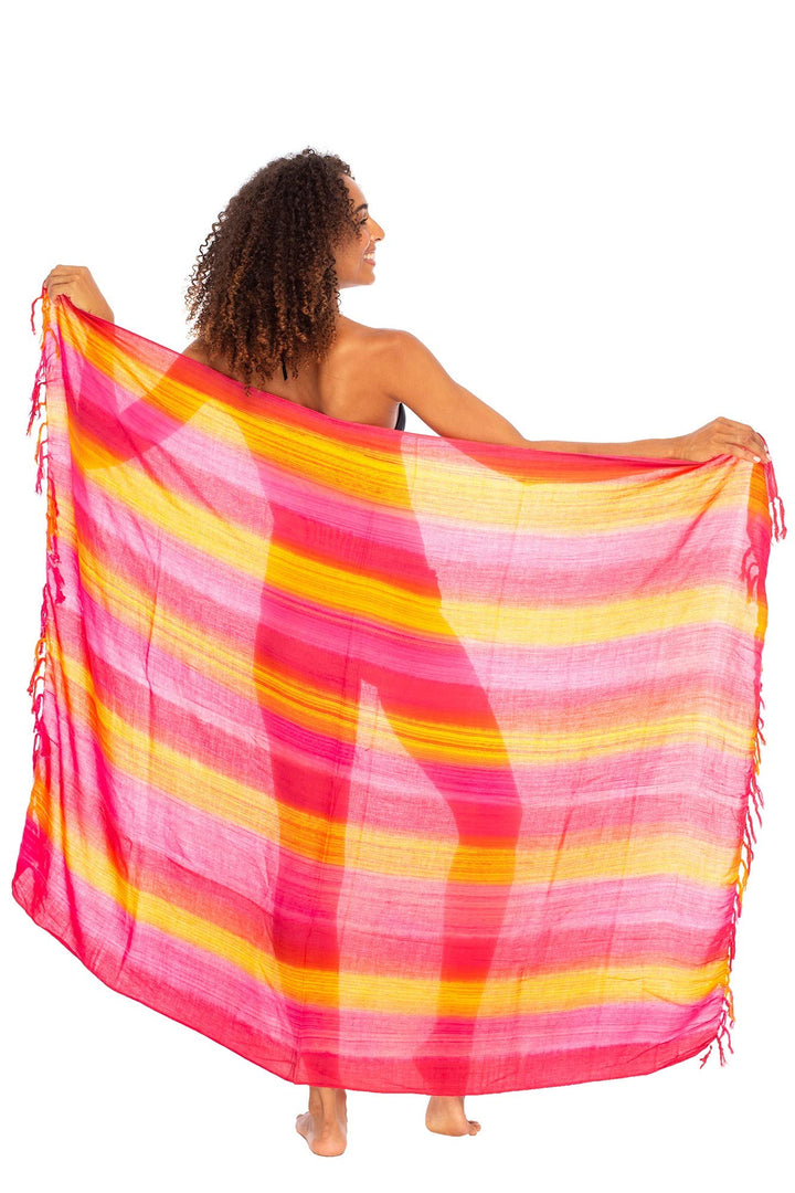 Back From Bali Womens Striped Sarong Wrap Bikini Swimsuit Beach Cover Up