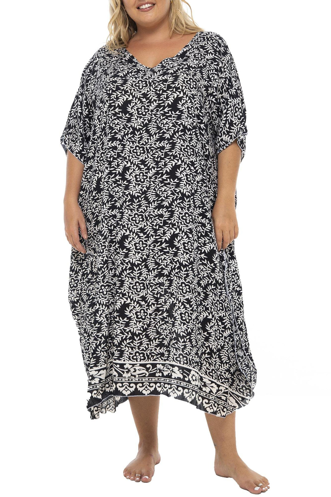 Plus Size Floral Maxi Flowy Tunic Cover Up
