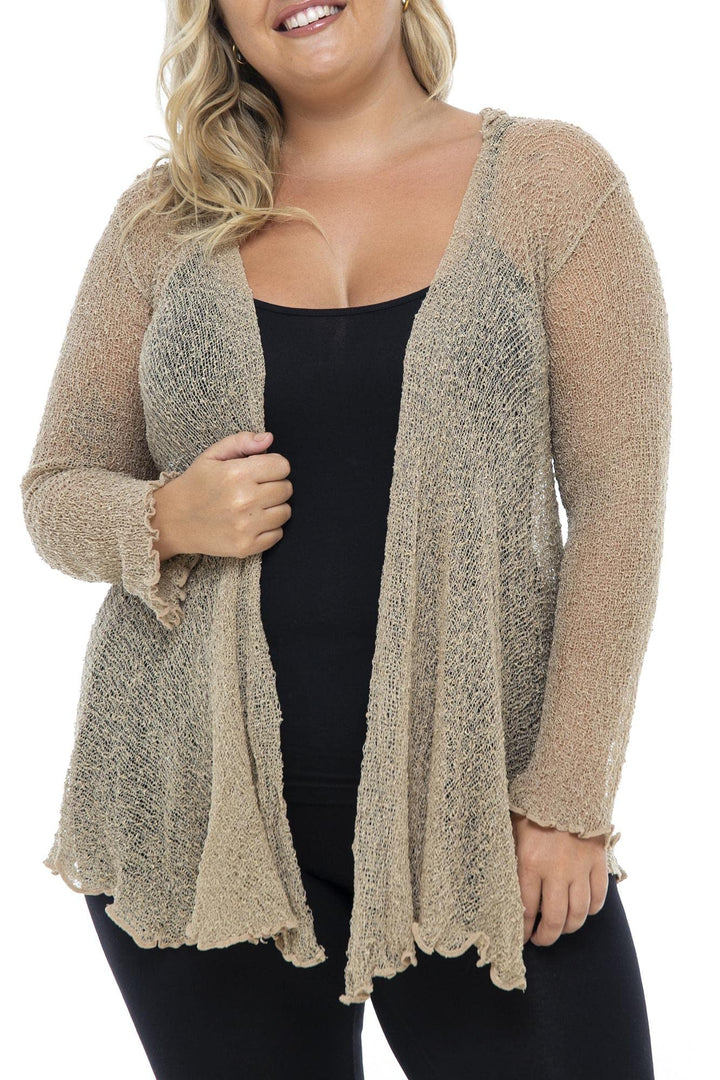 Plus Size Long Sleeve Open Front Hooded Shrug