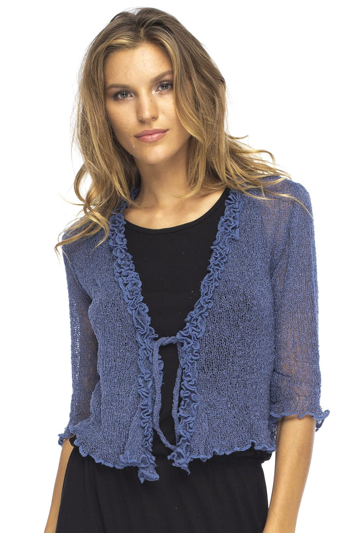 Lightweight Sheer Ruffle Shrug Cardigan