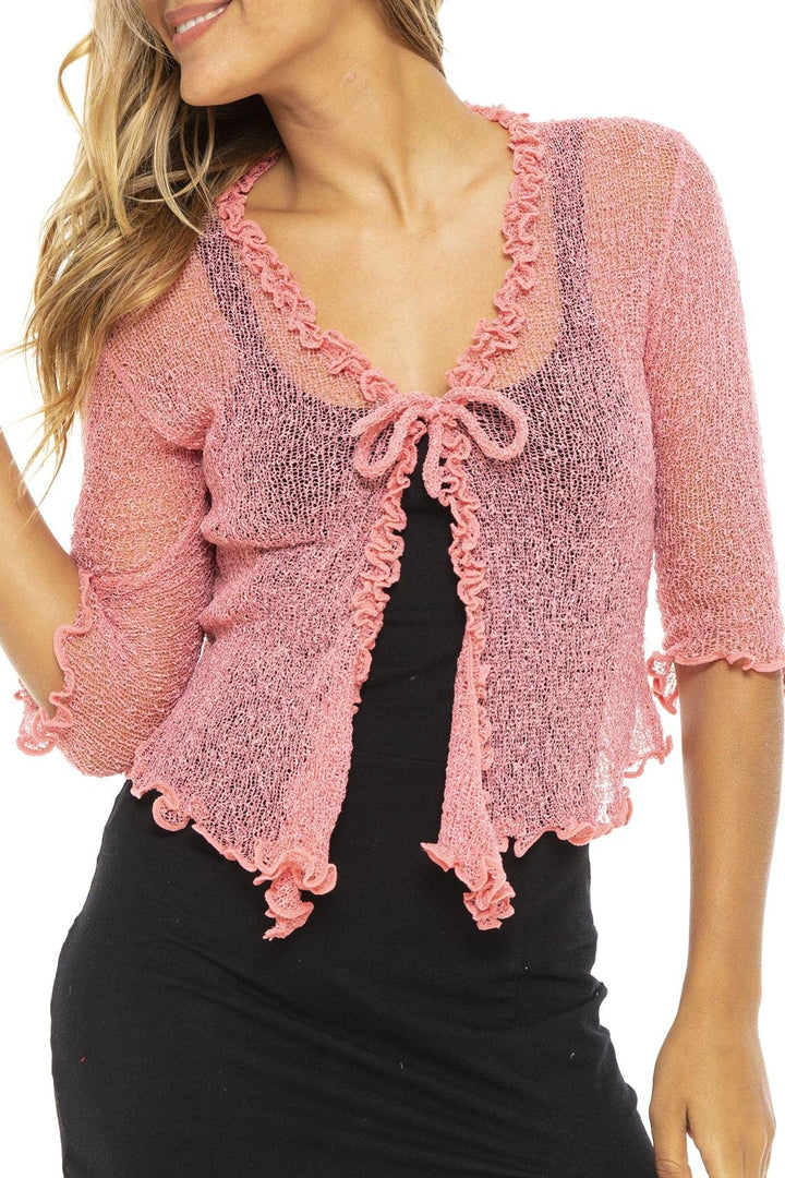 Lightweight Sheer Ruffle Shrug Cardigan