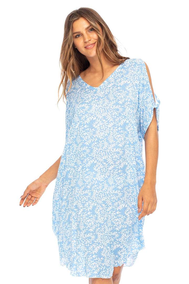 Short Casual Cold Shoulder Floral Cover Up Tunic