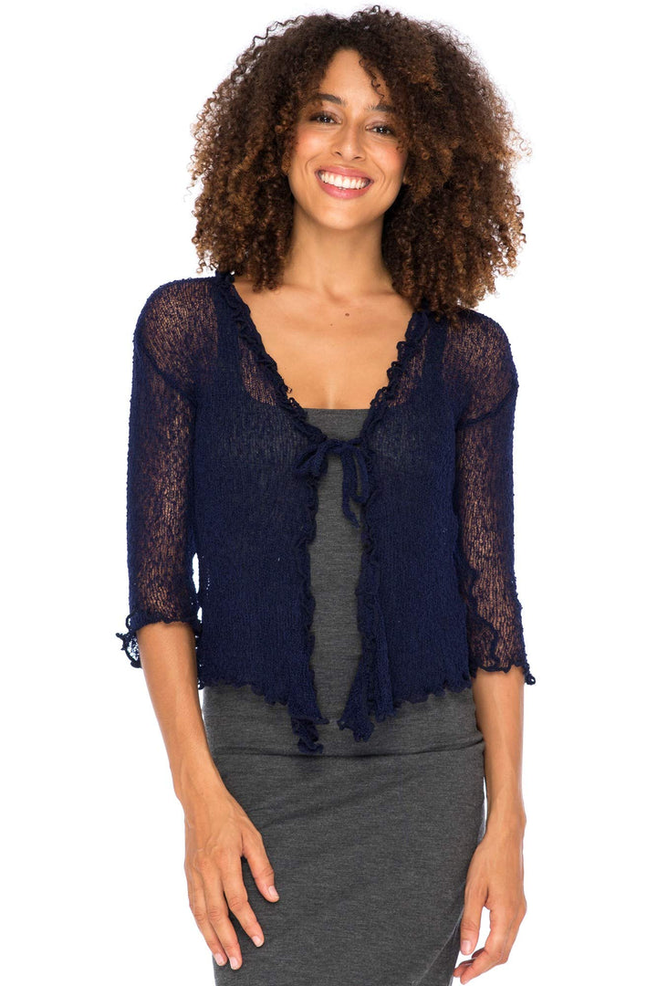 Lightweight Sheer Ruffle Shrug Cardigan