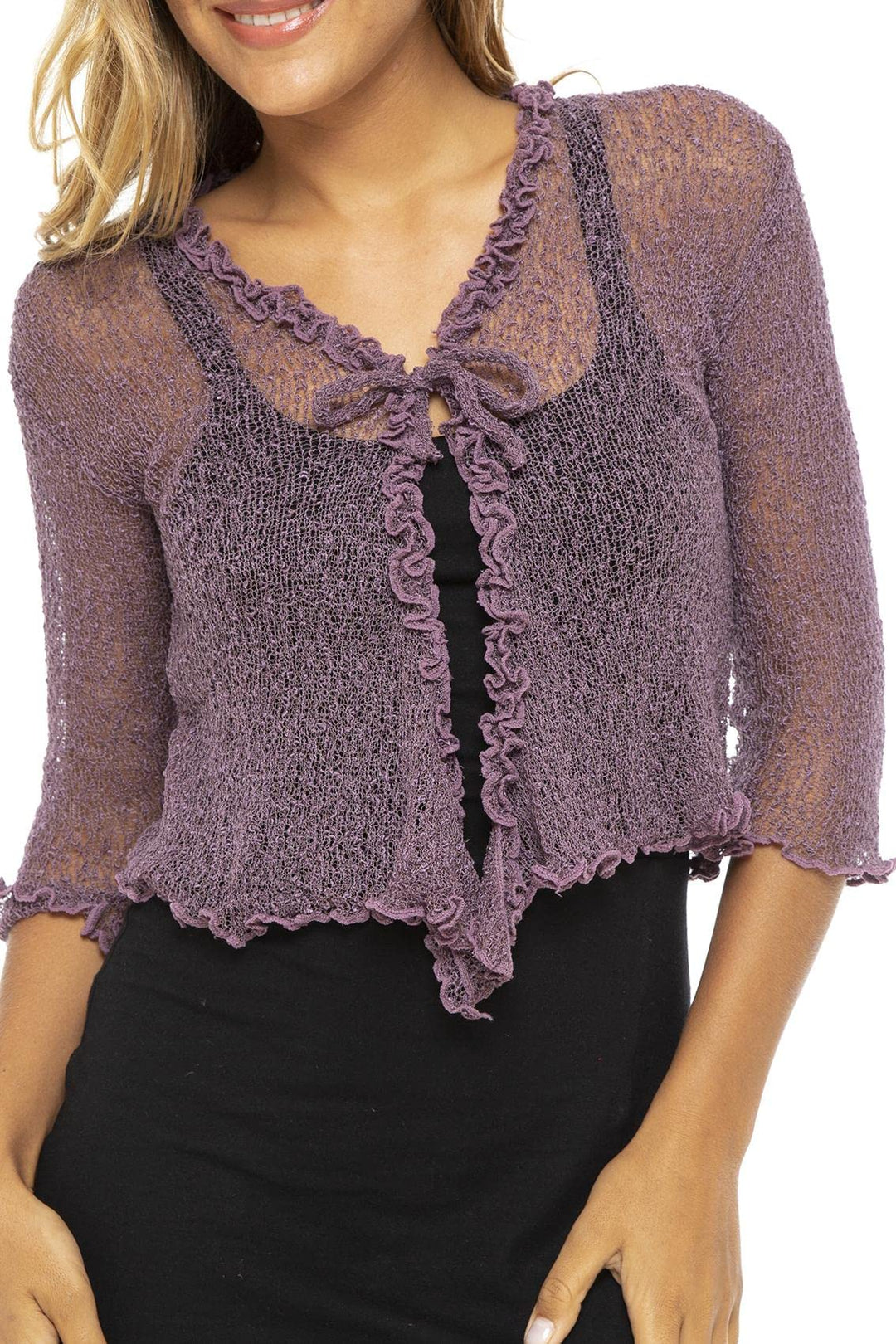 Lightweight Sheer Ruffle Shrug Cardigan