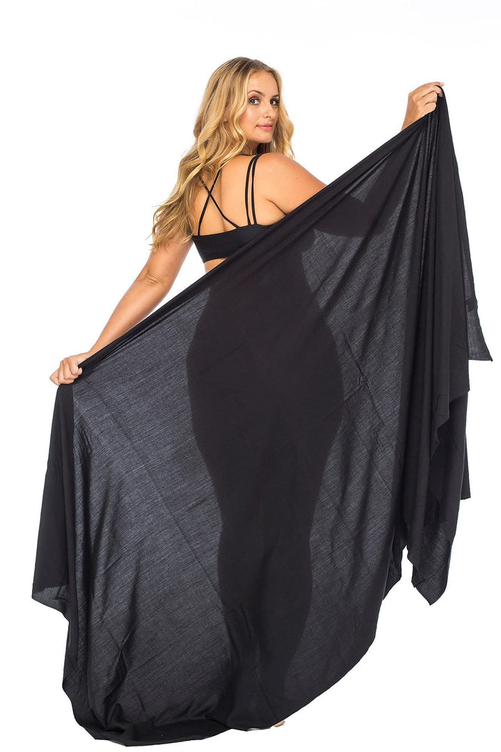 Plus Size Solid Sarong Cover Up with Coconut Clip