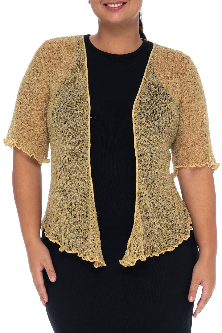 Plus Size Sheer Short Sleeve Cardigan