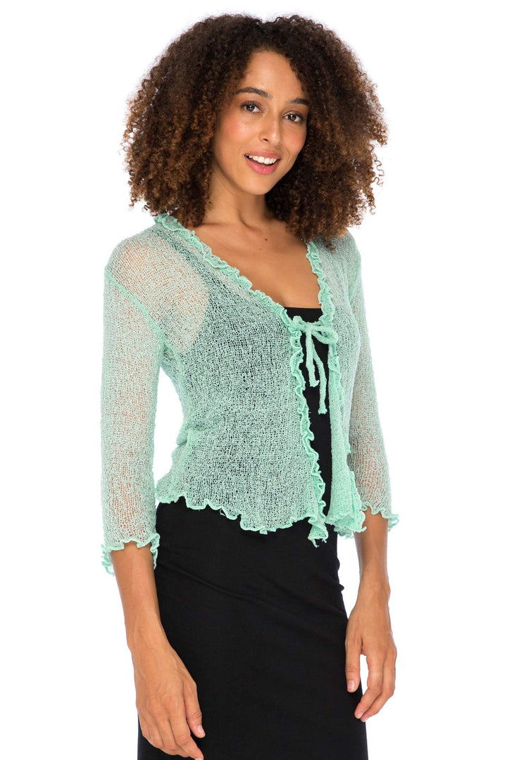 Lightweight Sheer Ruffle Shrug Cardigan