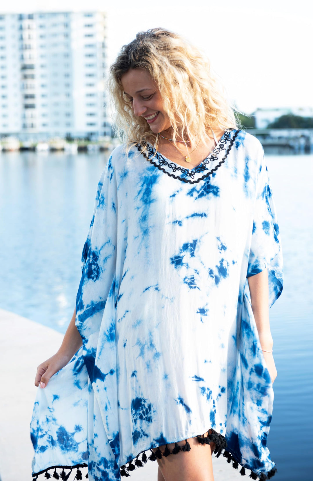 Short Tie Dye Cover Up Poncho