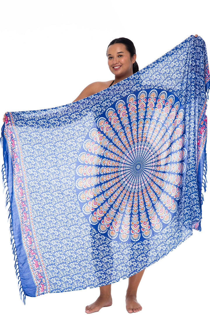 Plus Size Peacock Sarong Wrap Skirt & Coconut Clip