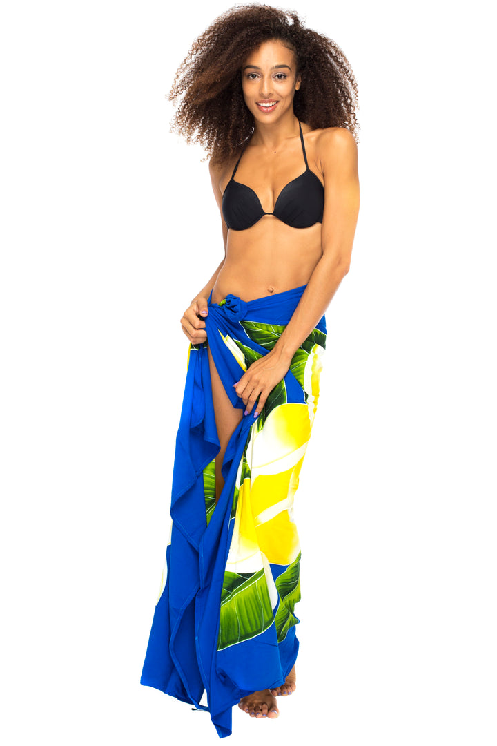 Hand Painted Sarong Wrap Skirt Pareo & Coconut Clip