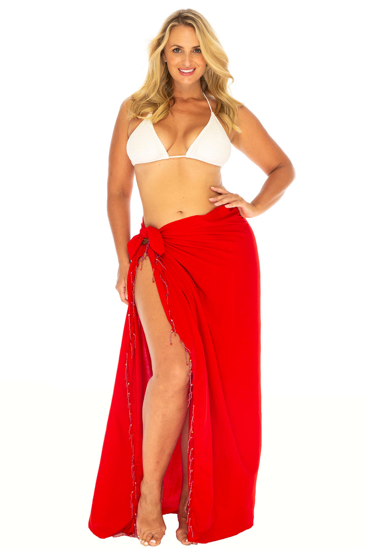 Plus Size Beaded Sarong Wrap & Coconut Clip