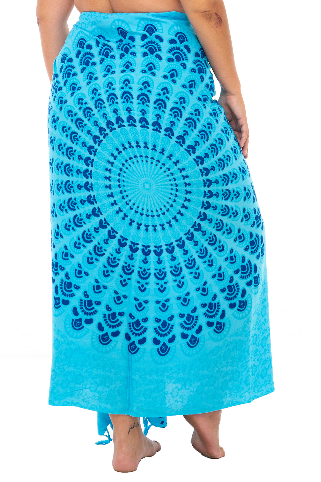 Plus Size Peacock Sarong Wrap Skirt & Coconut Clip