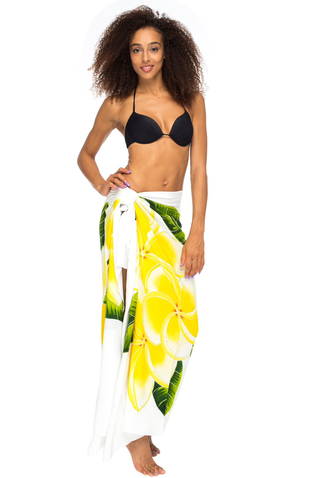 Hand Painted Paleo Sarong Wrap Skirt with Coconut Clip