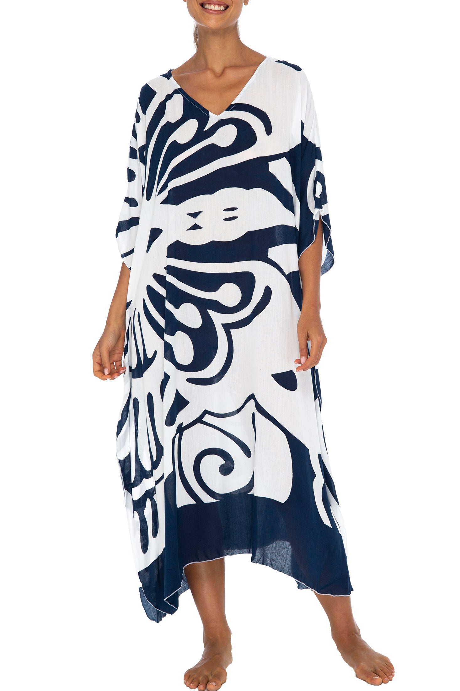 Maxi Butterfly Print Kaftan Tunic Cover Up Dress Back from Bali