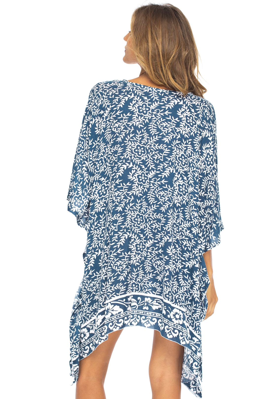 Short Floral Poncho Cover Up Dress