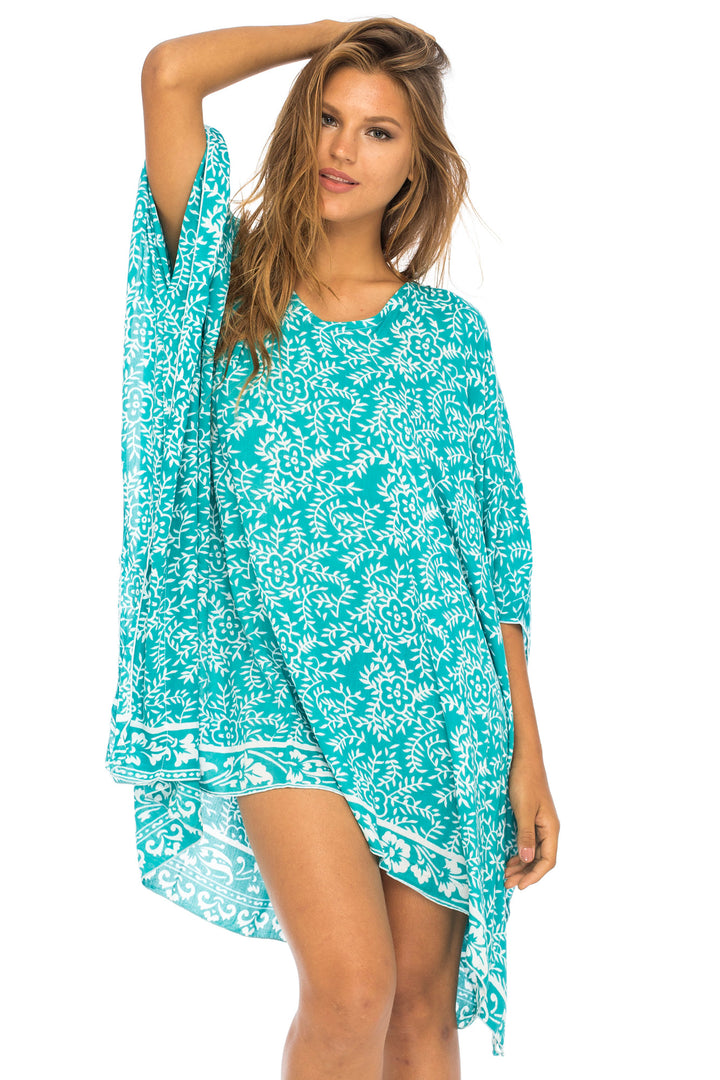 Short Floral Poncho Cover Up Dress