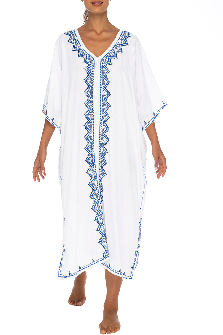 Maxi Embroidered Beach Dress Cover Up