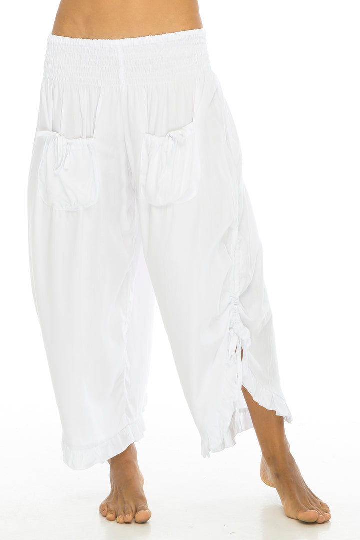 Cropped Wide Leg Elastic Waist Pants