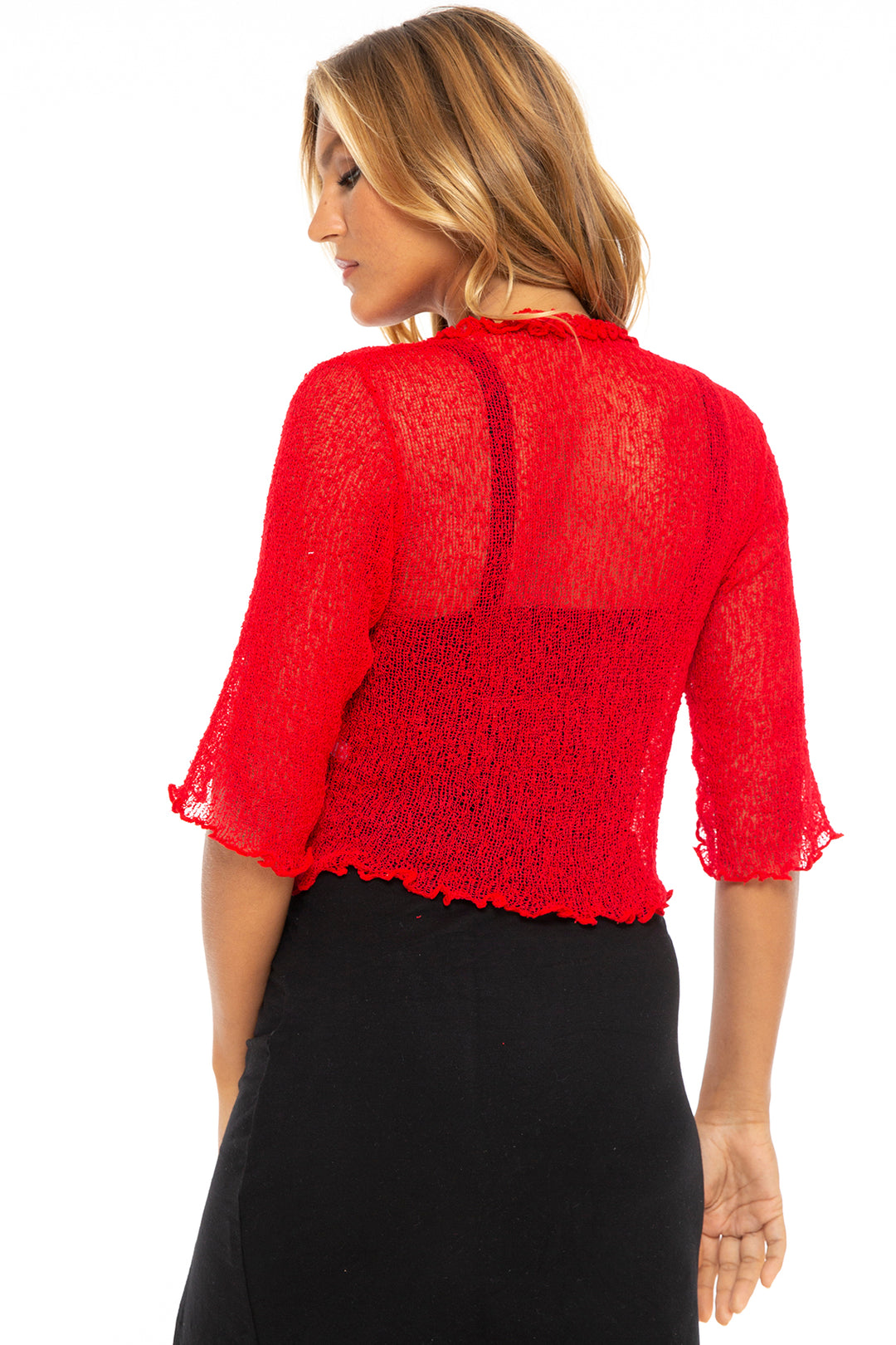 Lightweight Sheer Ruffle Shrug Cardigan