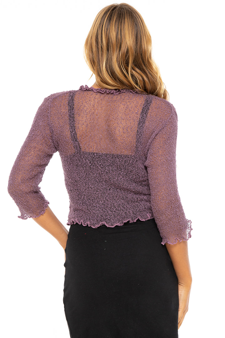 Lightweight Sheer Ruffle Shrug Cardigan